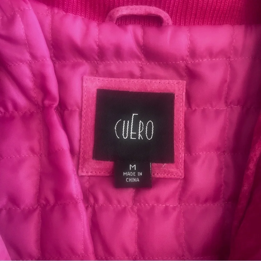 NWT NOS Cuero Pink Fuchsia Suede Bomber Jacket Vintage 2000 Medium - Picture 7 of 15